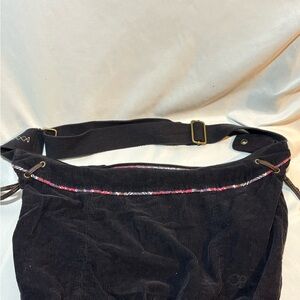 OP Black Corduroy Shoulder Bag with Colorful Trim